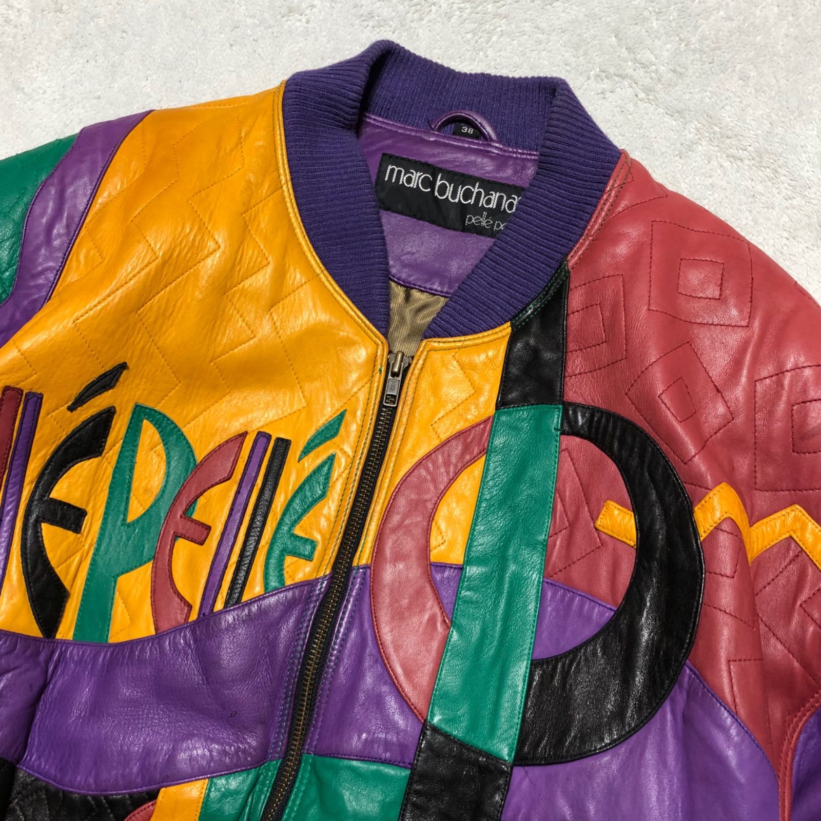 pellepelle マークブキャナン 刺繍 レザージャケット ペレペレ 90s