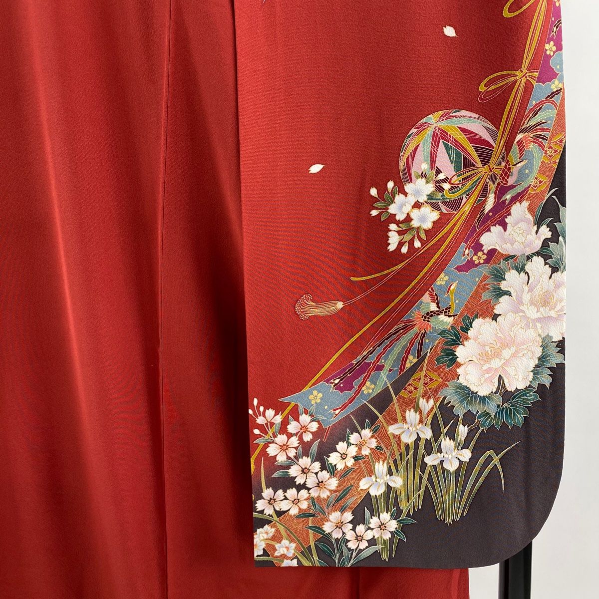 振袖 身丈160.5cm 裄丈68cm L 袷 袋帯フルセット 手鞠 桜 金彩 ぼかし  