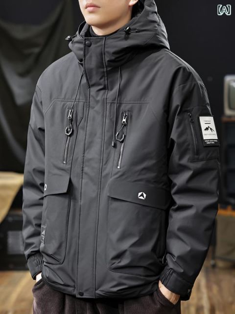 L 秋冬 コーデ メンズ 服 シンプル ファッション オシャレ 大人 かっこいい 大きいサイズ ストリート 紳士服 アメリカン ワークウェア アウトドア 防水 ダウン ジャケット ダック 暖かい