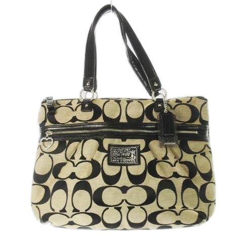 コーチ COACH トートバッグ キャンバス レザー 革 エナメル シグネチャー タック 黒 ブラック F22947 CK12 GY11