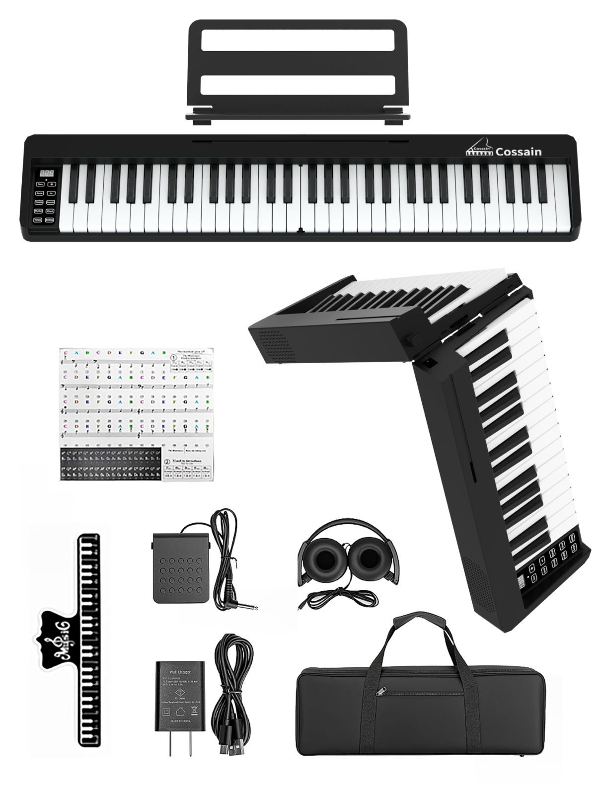 電子キーボード 61鍵盤 日本語表記 300ボイス