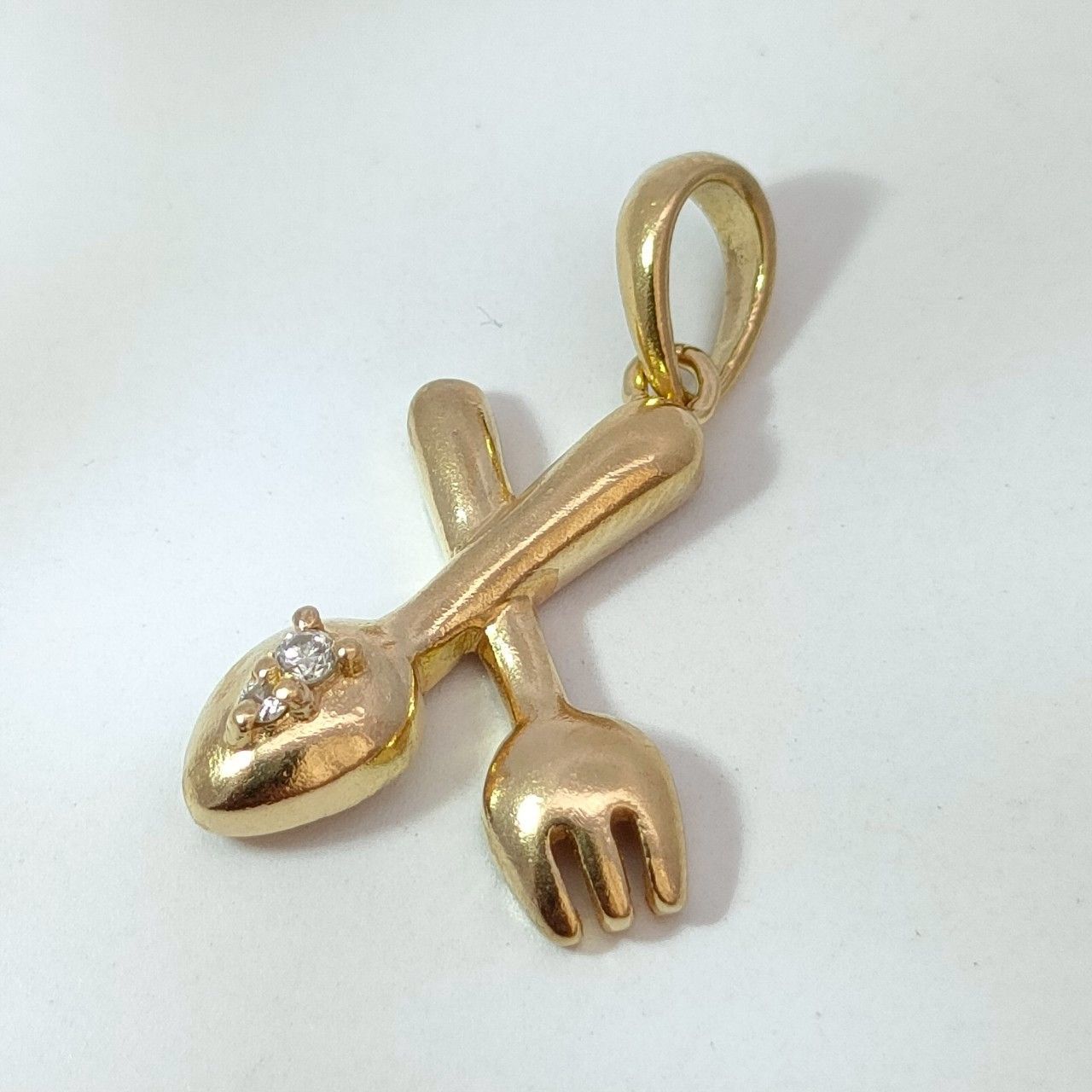 18金 K18 レディース カトラリーデザインネックレストップ 1.45g A921 