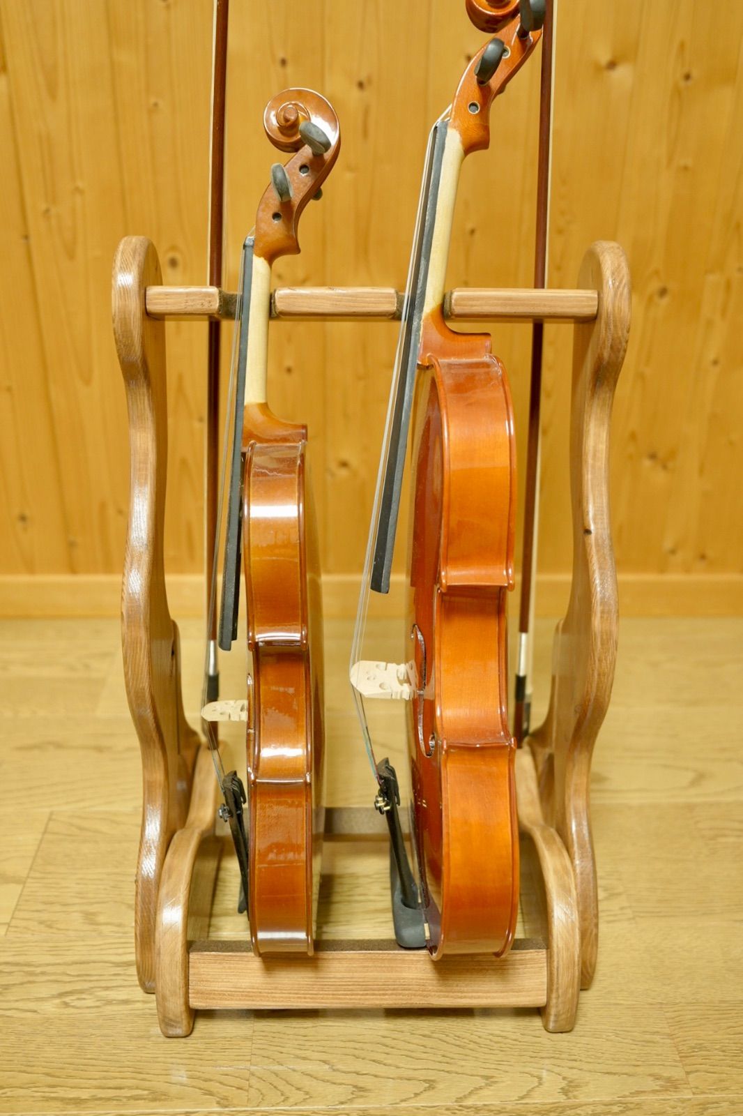 【24時間以内に発送】手作り木工　木製バイオリン・ヴィオラスタンド （チーク）