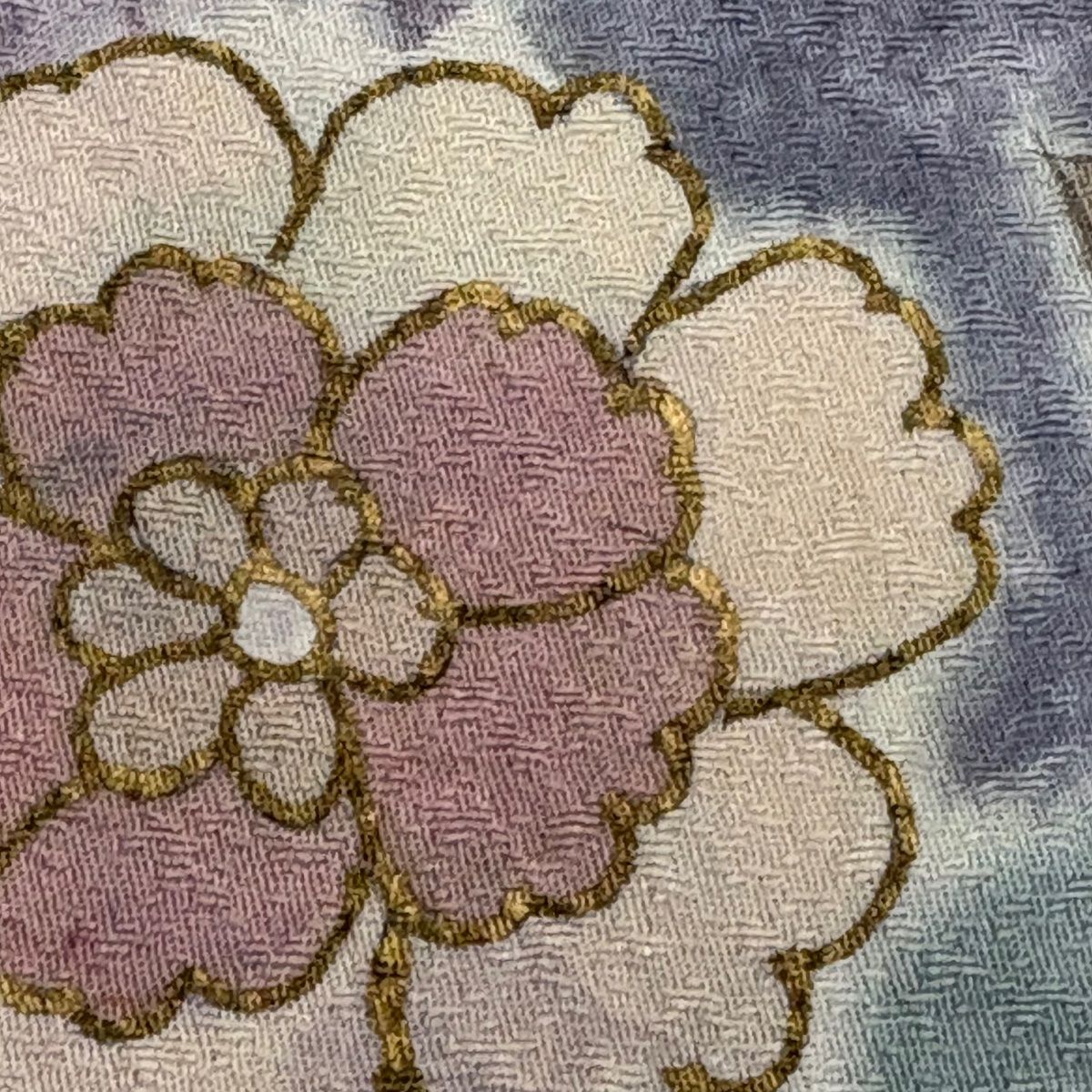 美品】正絹 色無地 草花織出し地紋 一ツ紋 袷 身丈165 裄