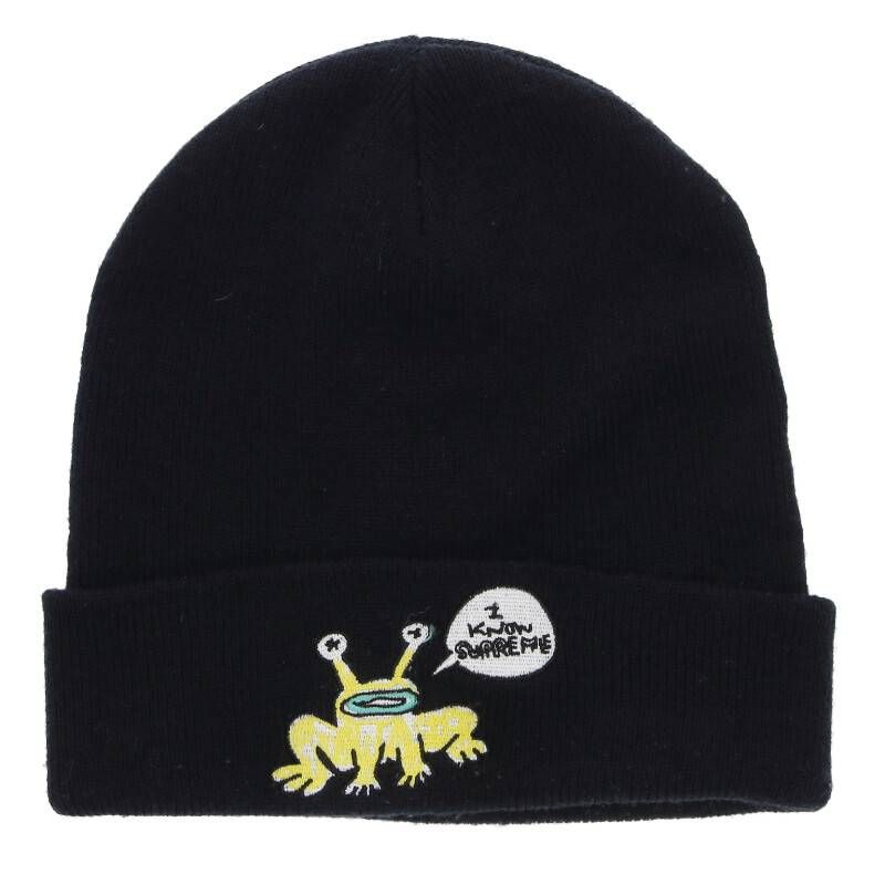 シュプリーム 20SS daniel johnston ニット帽　キャップ　黒 シュプリーム 20SS daniel johnston beanie キャラクター