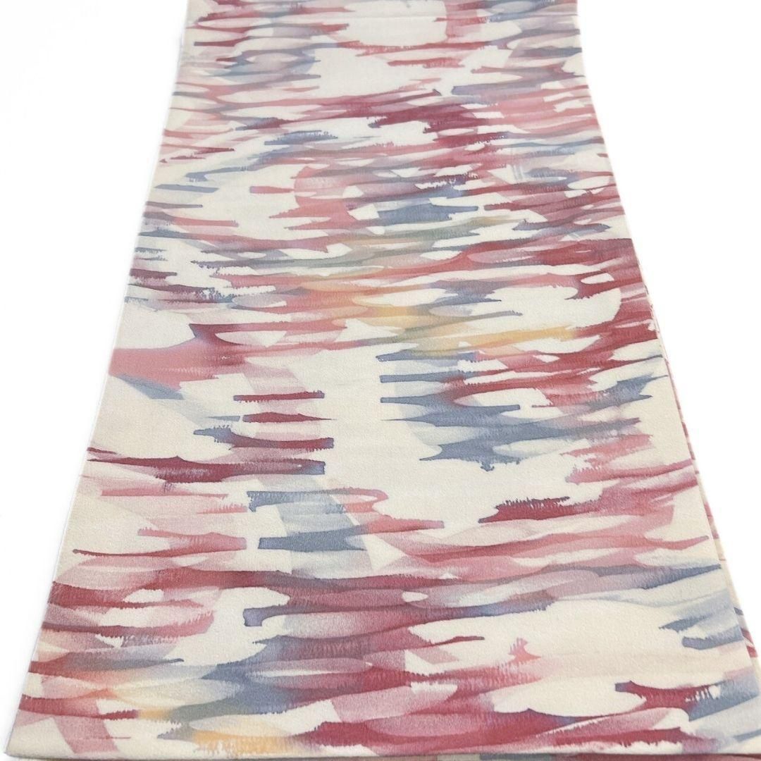 袋帯 未着用 全通 横縞 水彩 抽象模様 グラデーション 着物 064a p