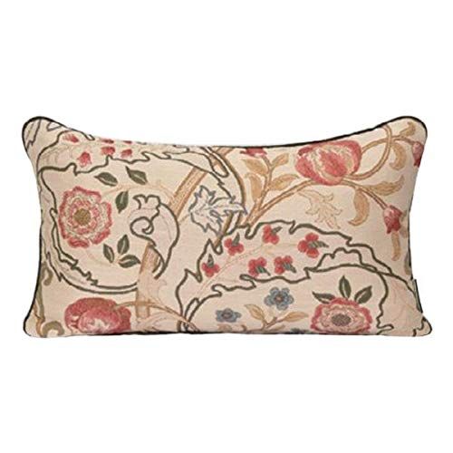 川島織物セルコン Morris Design Studio モリスデザインスタジオ 背当 クッションカバー マリーイザベル レッド 60×35cm LL1725