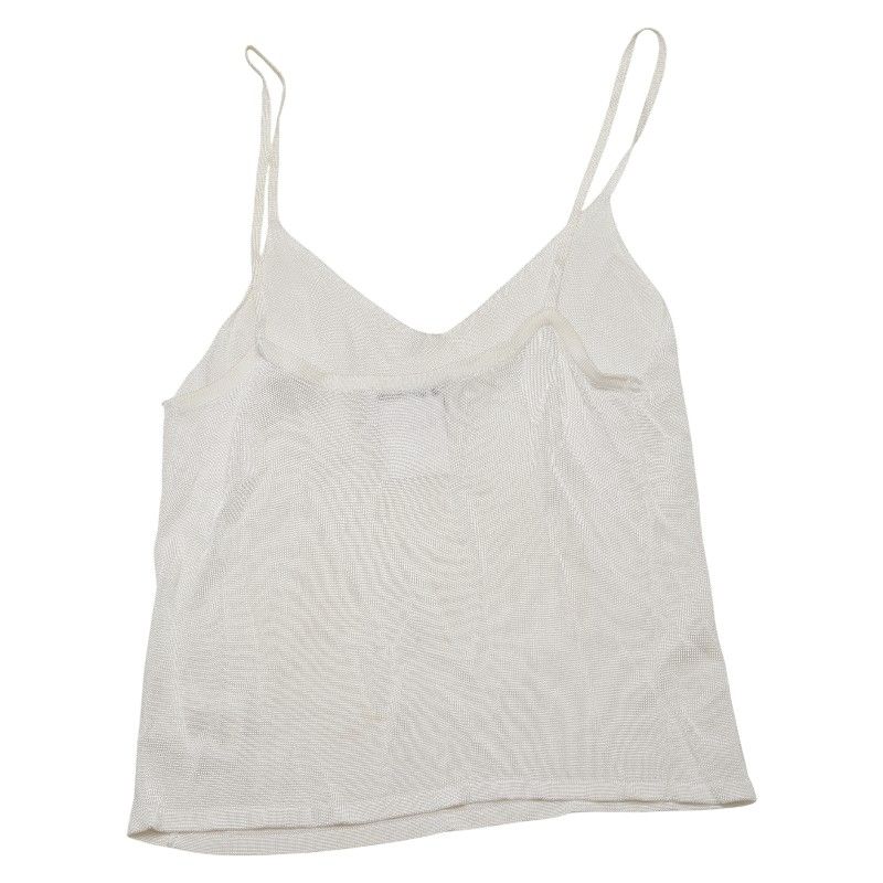 シャネル ショート キャミソール オフホワイト レーヨン レディース CHANEL 1-0215148