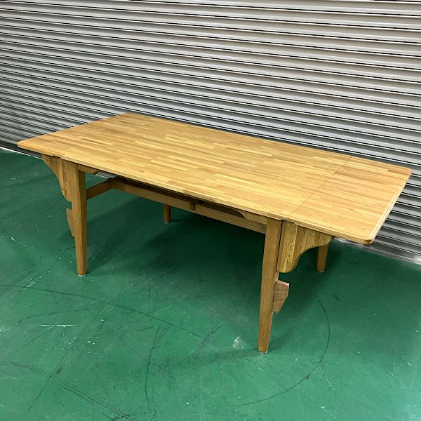 展示品 ダイニングテーブル ドロップリーフ式 木製 左右拡張 収納付 天然木 拡張 最大1800 作業台 完成品 ●110591