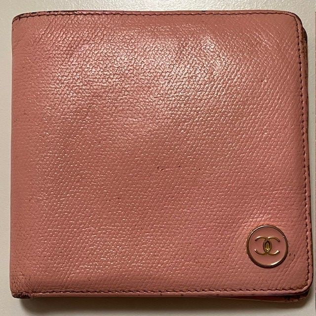 シャネル CHANEL 二つ折り財布 レザー ピンク ココマーク カード