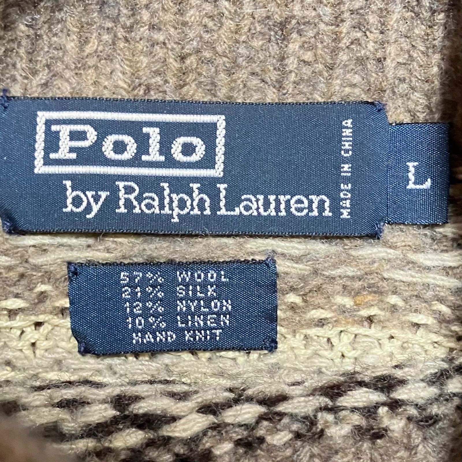 Ralph Lauren ウールリネンシルク フェアアイル柄 タートルネック