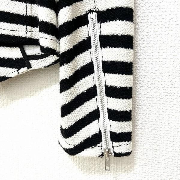 伊太利屋 スプリングコート　新品　レディース ジャケット 黒 白ストライプ anc GKITALIYA 伊太利屋 ジャケット 7 黒 白 ボーダー スパンコール