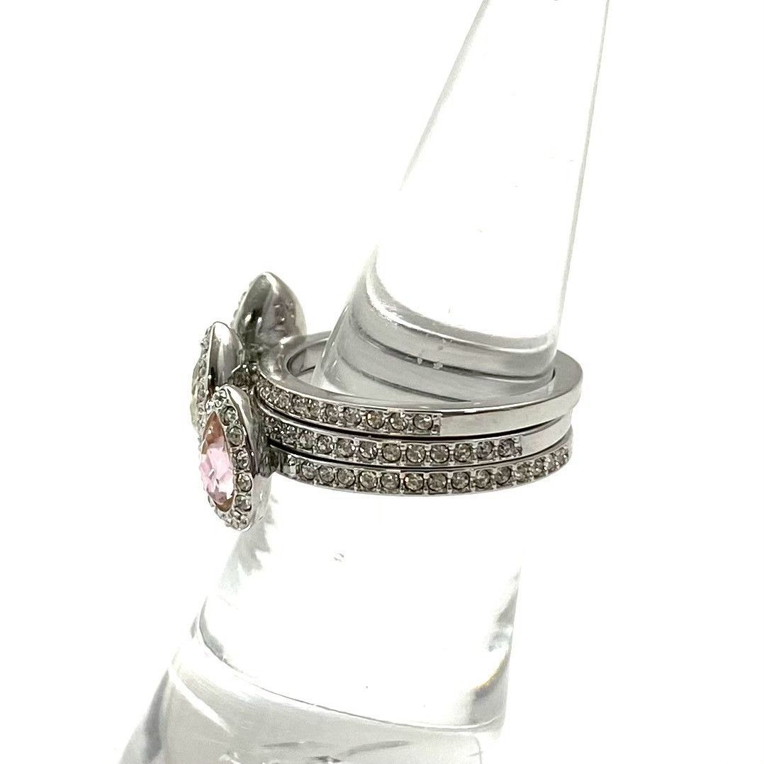 FU【SWAROVSKI】3連 リング セット #52 約10.5-11号 ティア