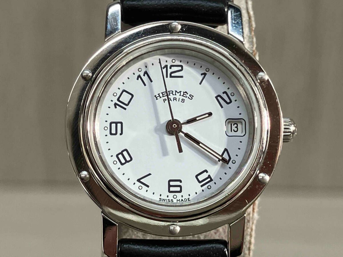 HERMES クリッパー CL.4.210 クォーツ ケースサイズ 2.4cm ベルト非純正 ケース小キズあり 24|5月 電池こうかんずみ