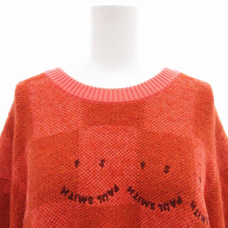 ピーエスポールスミス PS Paul Smith コットンニット セーター 長袖 クルーネック プルオーバー ブロックチェック スマイル刺繍 L ピーエスポールスミス PS Paul Smith コットンニット セーター