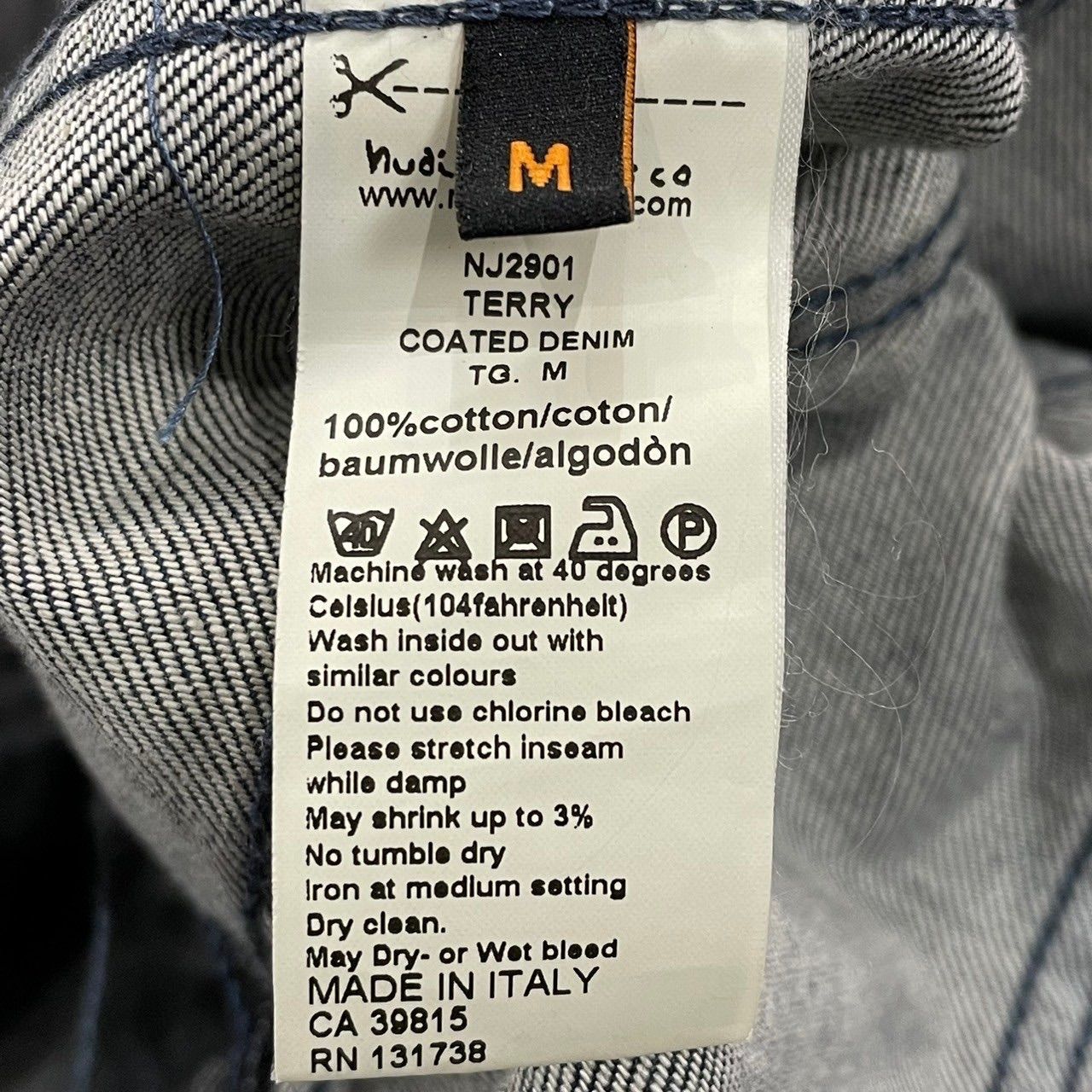 イタリア製 Nudie Jeans Co NJ2901 TERRY Coated Denim ヌーディー 