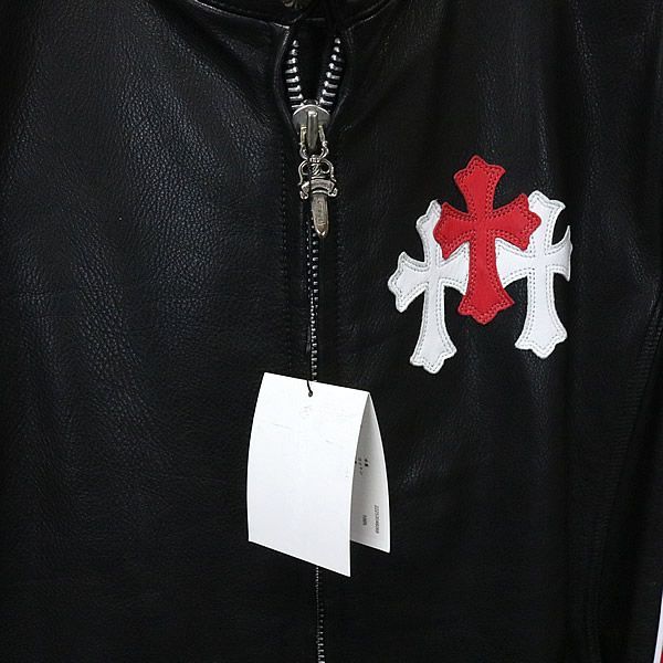 CHROME HEARTS ジャケット Chrome Hearts Leather Cemetery Triple Cross Denim Quarter-Zip