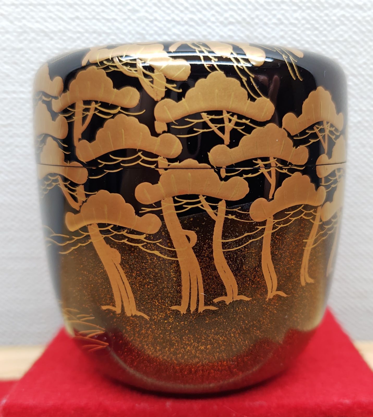 逢絢亭 茶道具 中棗 山中塗 梨地 老松蒔絵 木製 多田桂寛 共箱入り