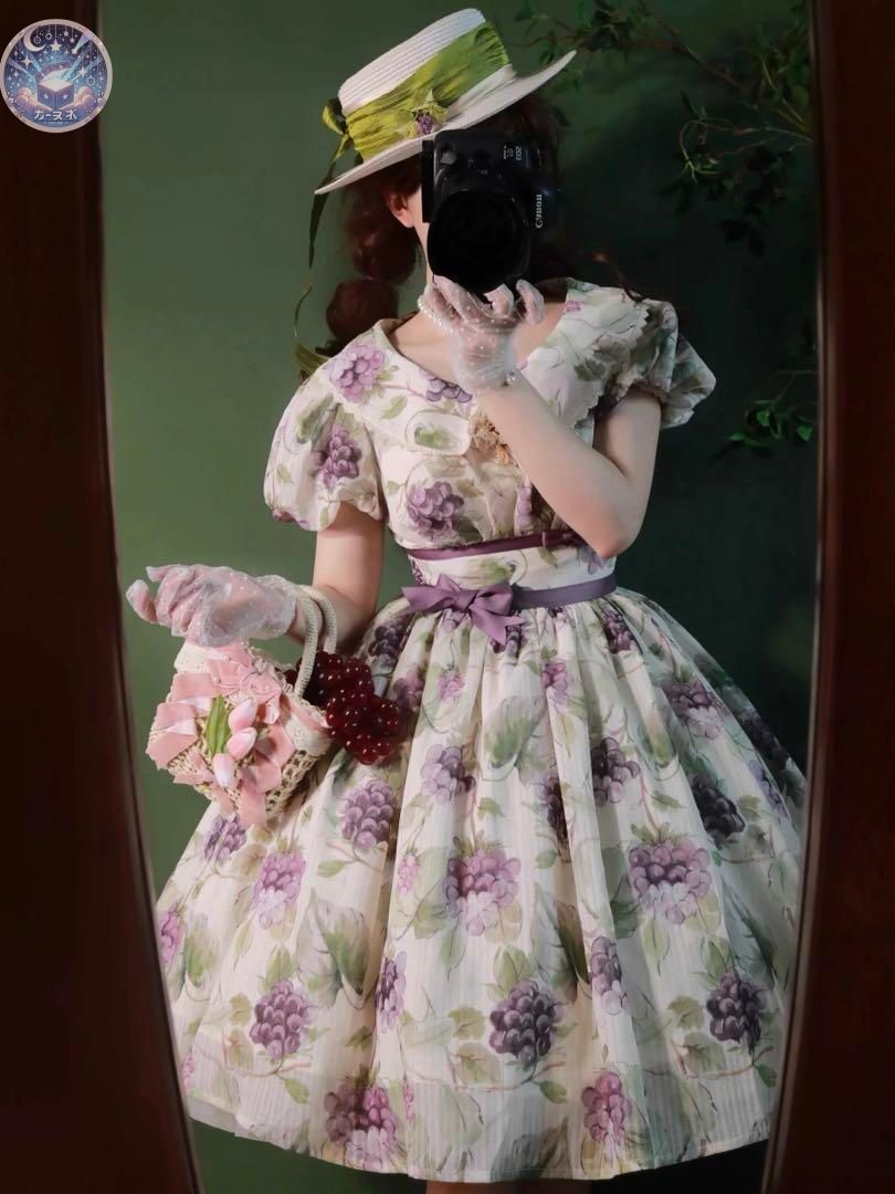 ぶどう柄ロリータワンピース