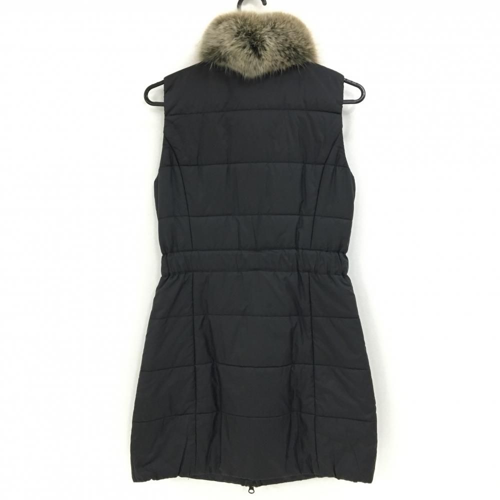 超 アルチビオ 中綿ノースリーブワンピース 黒×ベージュ フォックスファー ファー着脱可 レディース 38 M ゴルフウェア archivio