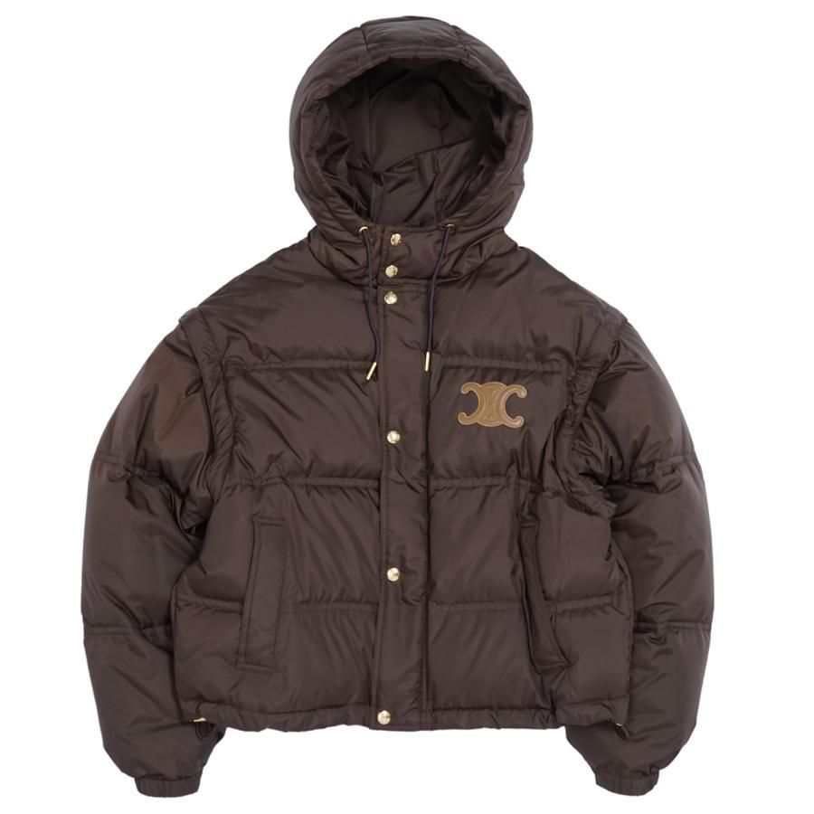 CELIINE セリーヌ TRIOMPHE CROPPED DOWN JACKET IN LIGHTWEIGHT NYLON