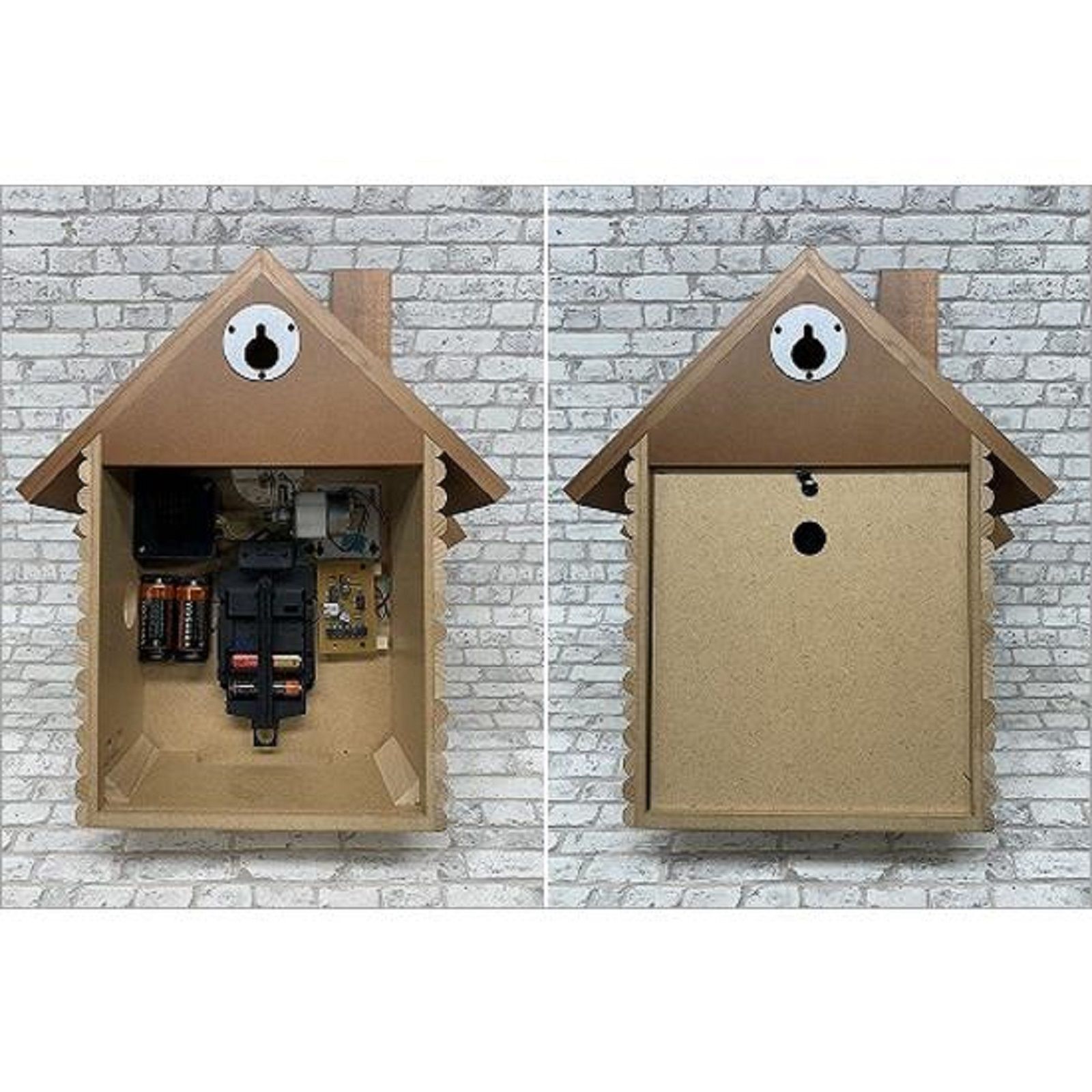 日本製 手作り レトロ電波式鳩時計 アンティークブラウン振り子時計