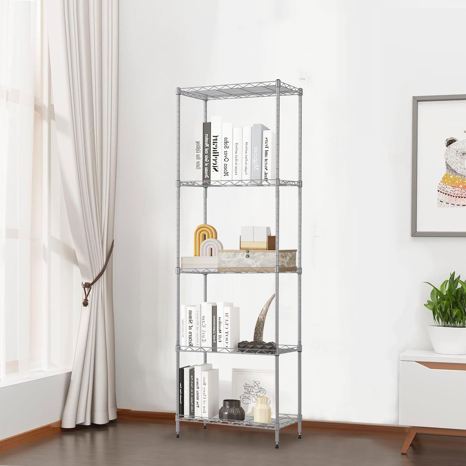 幅60×奥行40×高さ150cm 収納ラック 耐荷重200kg メタルラック シルバー 棚 5段スチールラック