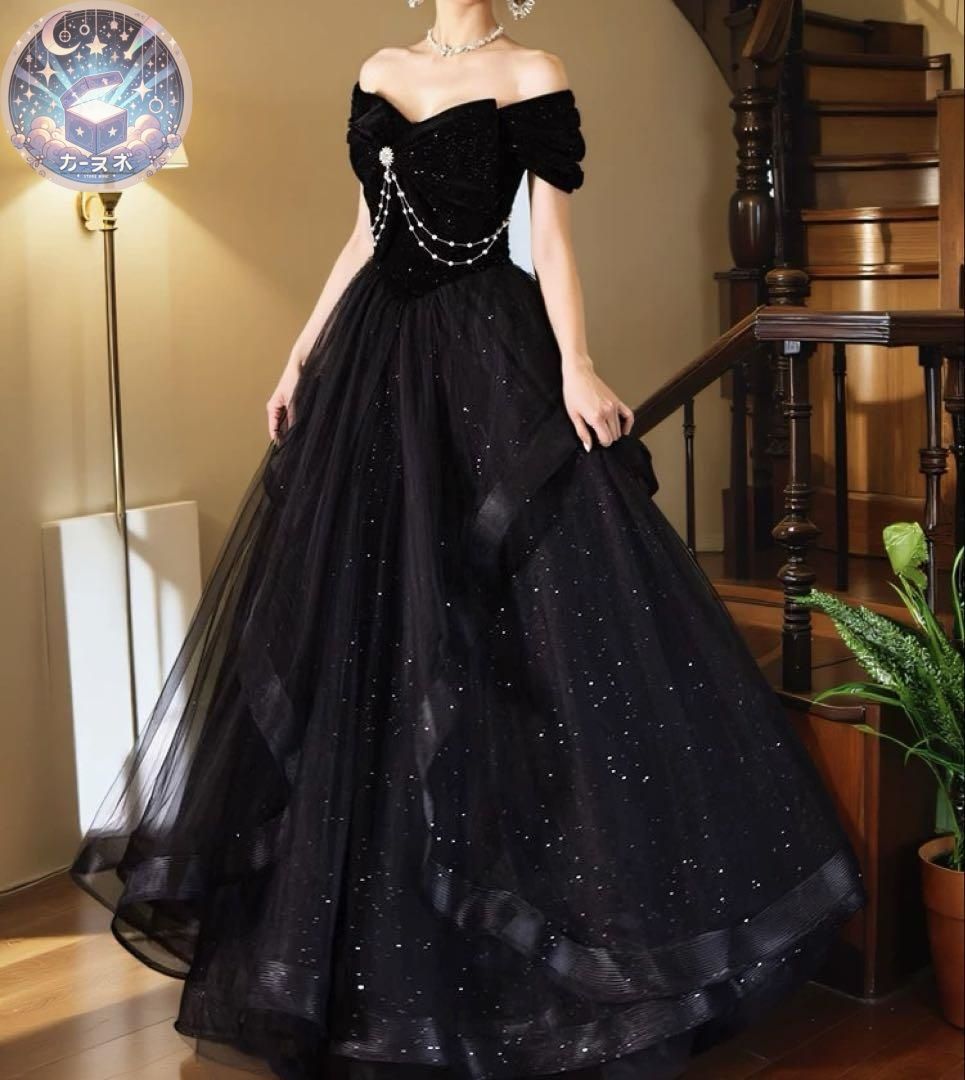 ラメ入り生地のパール付き フリルスカートのオフショル どれ