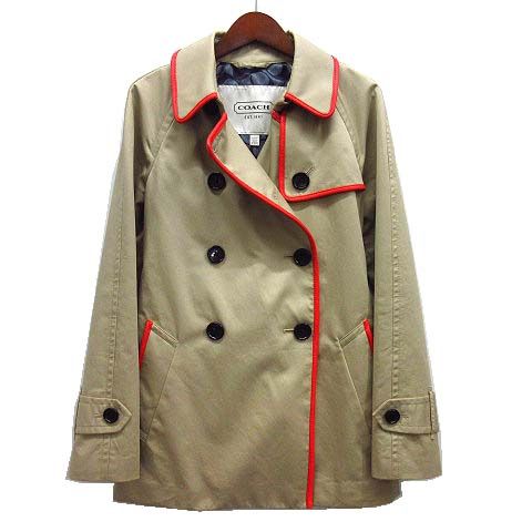 COACHトレンチコート　オレンジ色 COACH オレンジ トレンチコートXS