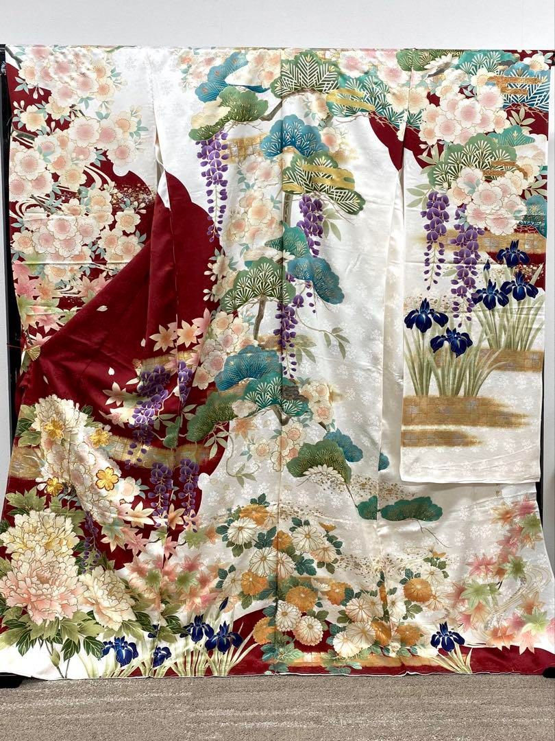 メーカー品振袖 仮絵羽 舞台衣装 紫野 金駒 金彩 正絹 未仕立て品 八掛