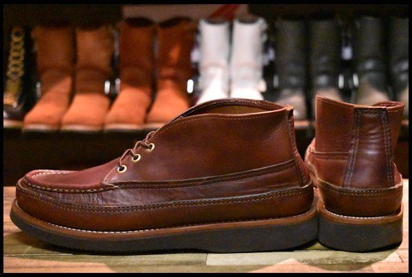 9.5E 良品】RUSSELL MOCCASIN ラッセルモカシン スポーティングクレーチャッカ バーガンディ クロムエクセル 短靴 ブーツ  HOPESMORE【DK169】 - メルカリ