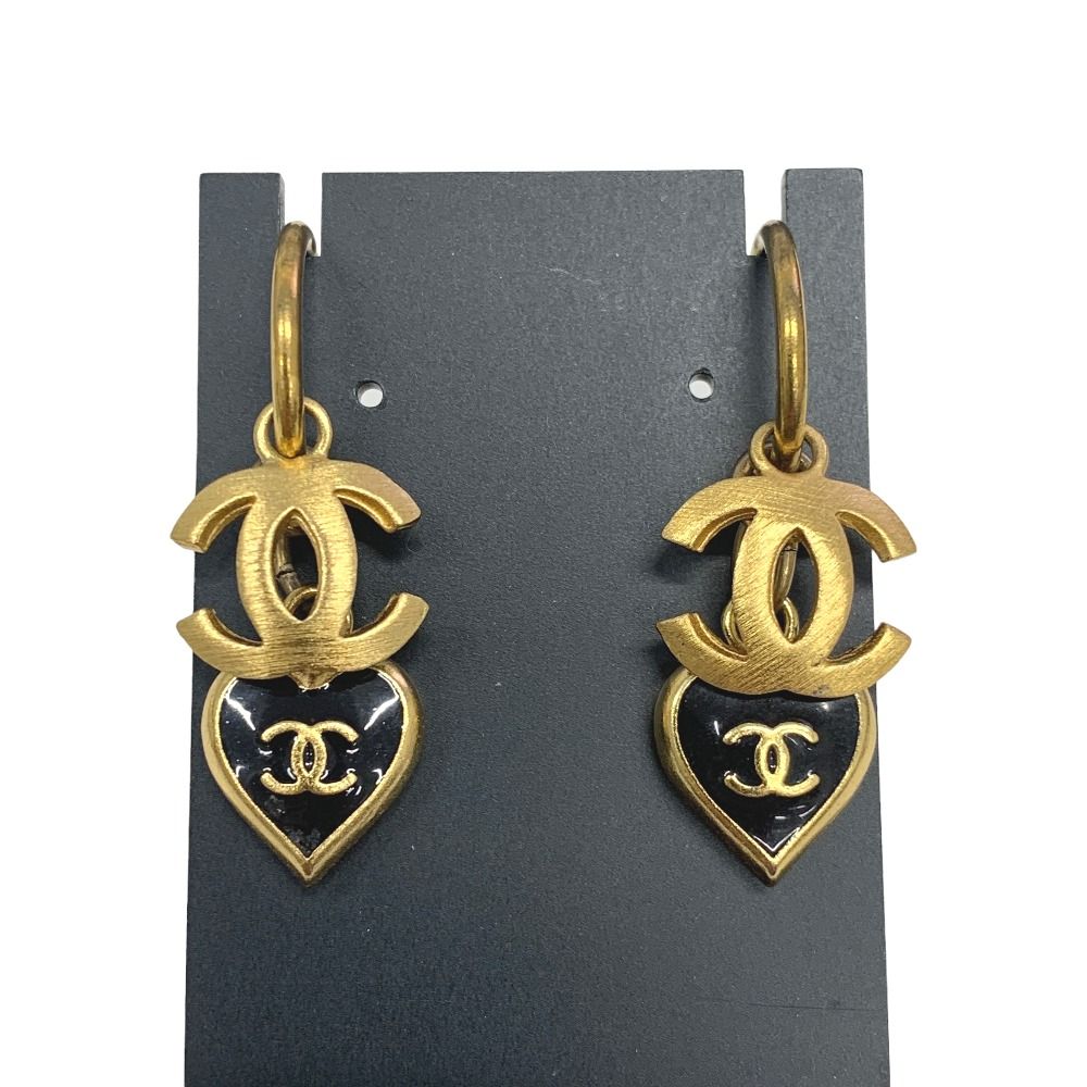 CHANEL シャネル ピアス ココマーク ハート ブラック スイング 02P