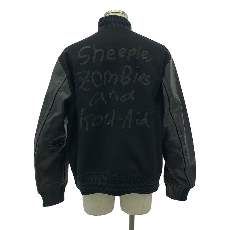 【美品】  sacai / サカイ | 2022AW | × MADSAKI / マサキ  Wool Melton Blouson / 異素材 レザー切替 ブルゾン アワードジャケット | 3 | ブラック | メンズ 美品】 sacai / サカイ | 2022AW | × MADSAKI / マサキ Wool Melton