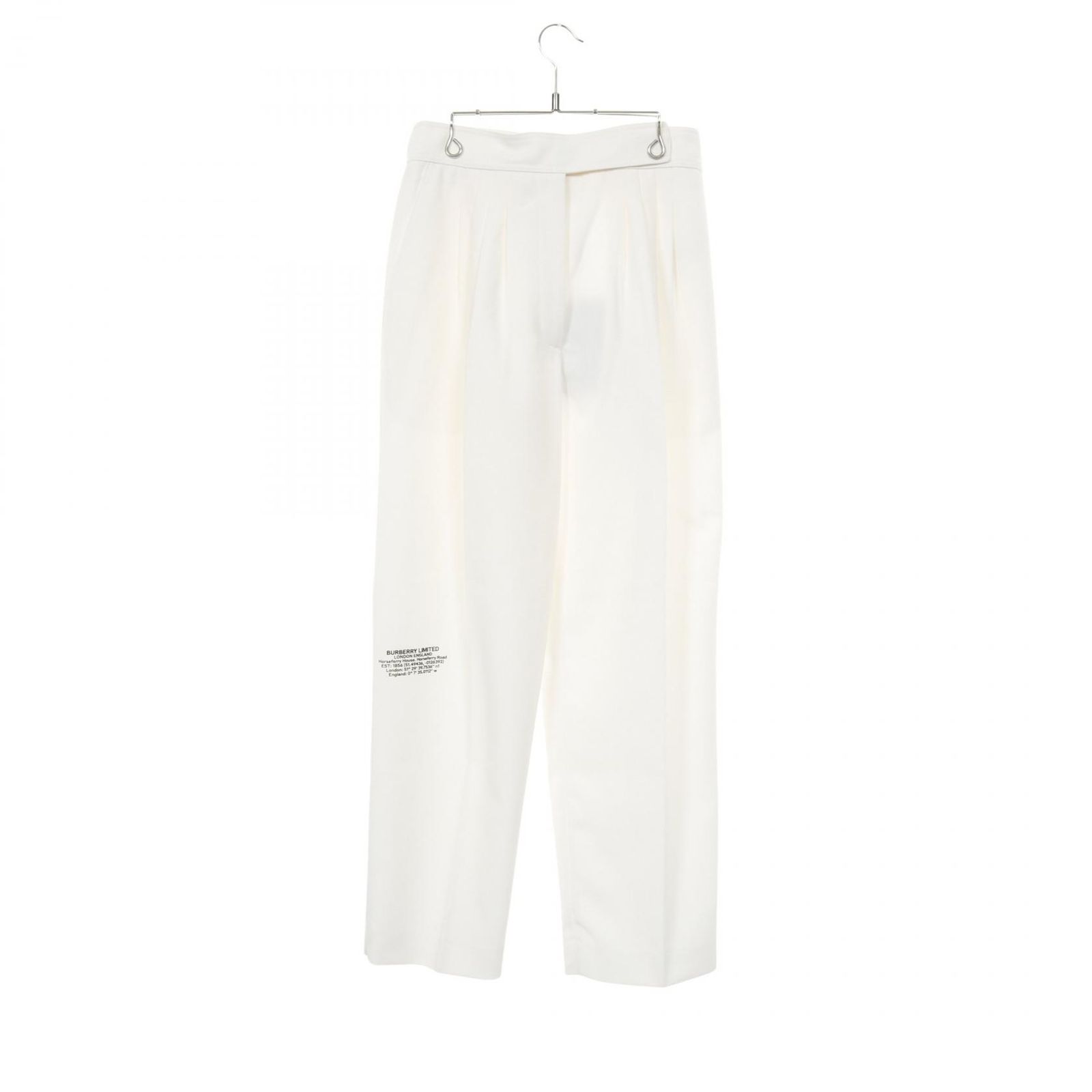 バーバリー BURBERRY パンツ ロケーションプリント トラウザーズ 8024476 ホワイト ウール パンツ レディース ♥