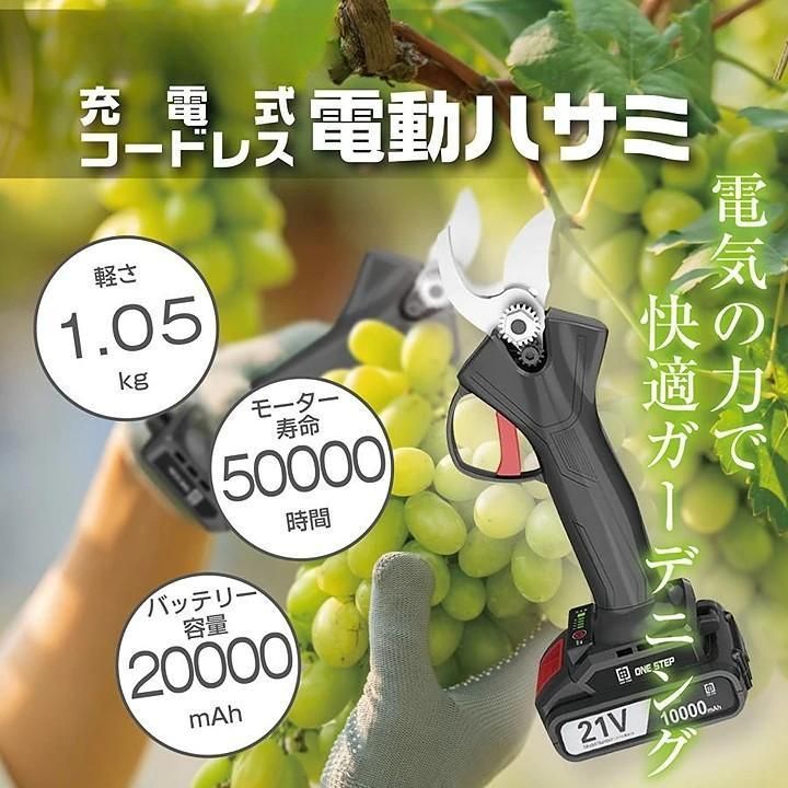 電動剪定ばさみ 園芸用 コードレス 充電式 ケース付き 枝切り 園芸ばさみ ガーデニング バッテリー式 剪定鋏 軽量 持ち運び便利 庭木 果樹用