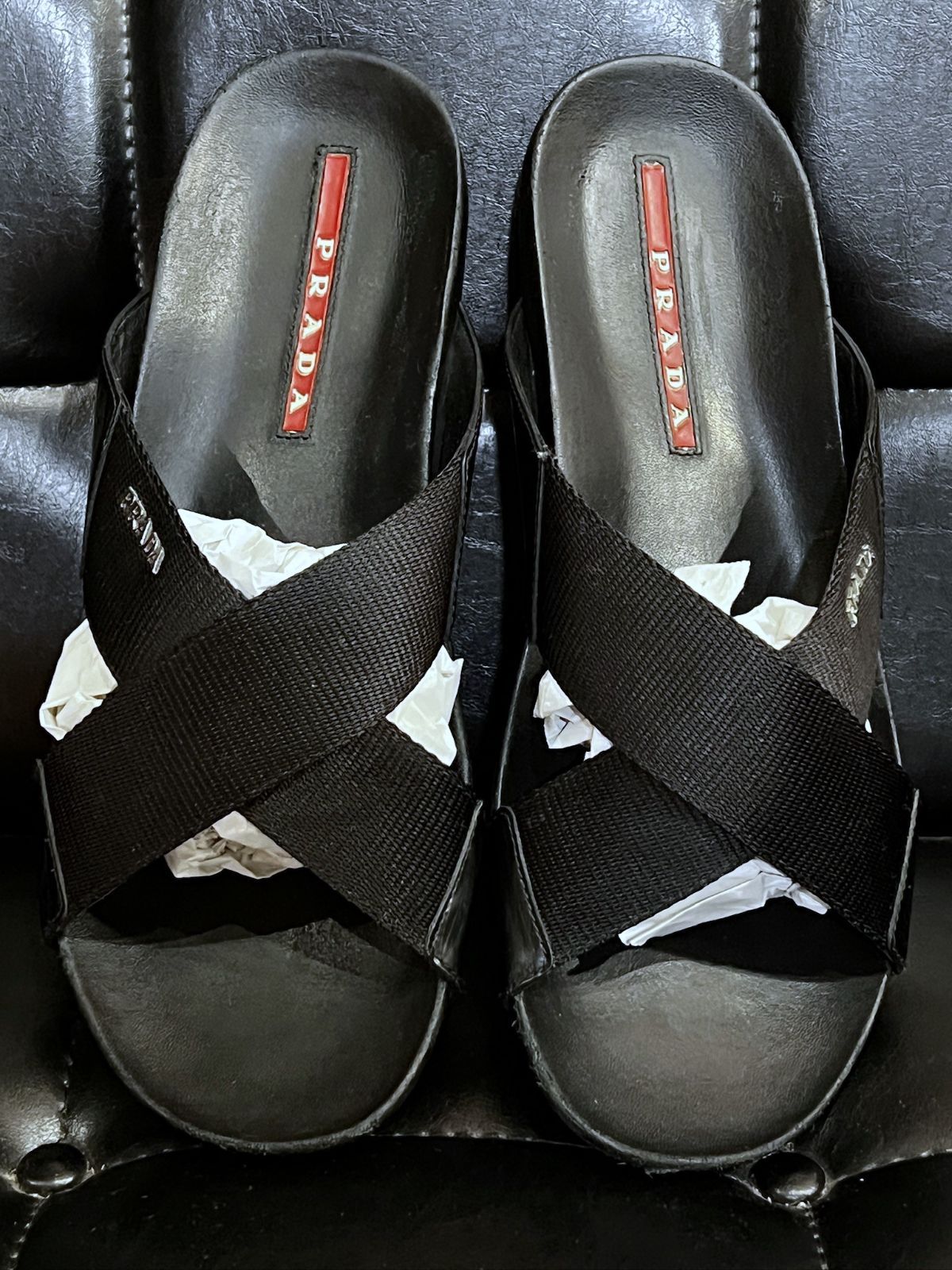 PRADA ナイロン/レザー サンダル 4X2210 黒 27cmほど プラダ