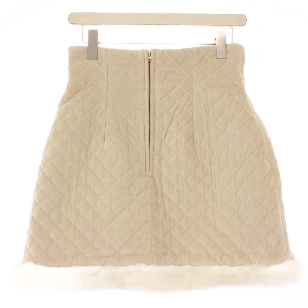 ロゼミューズ Rose Muse セットアップ 中綿ジャケット ビック アウター ショート丈 台形スカート ミニ丈 キルティング フェイクファー F M ベージュ BB SIROKUMA-CORPORATION_COM