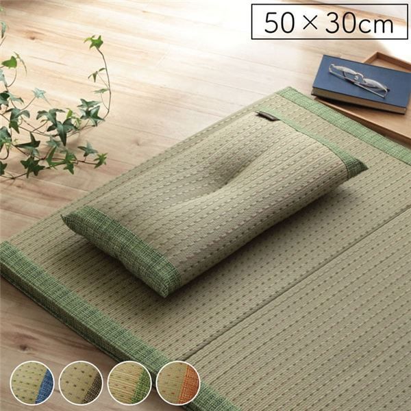 い草 枕/ピロー 【約50×30cm ブルー】 消臭 抗菌 防臭 小林製薬コバガ