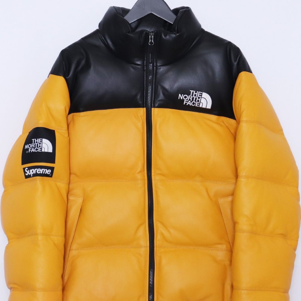SUPREME × THE NORTH FACE Leather Nuptse Jacket Mサイズ イエロー 