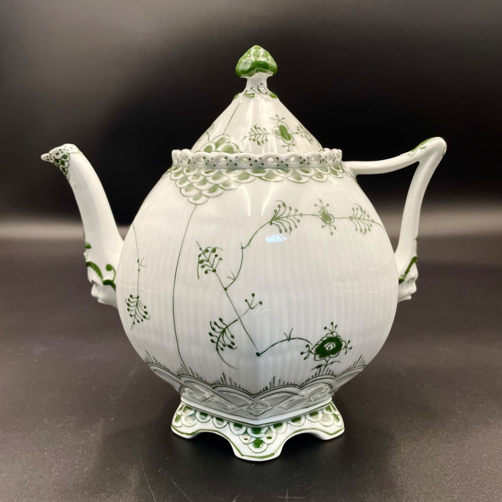 ブルーフルーテッドプレイン ティーポット シュガーポット クリーマー