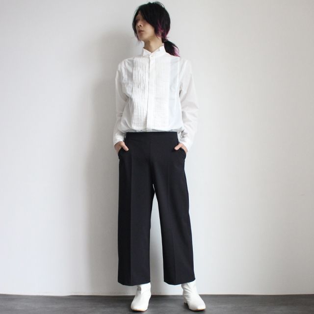 真空プリーツ式センタープレスワイドスラックス
