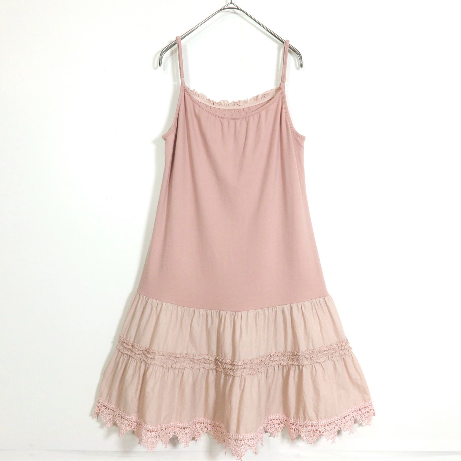 PINK HOUSE ピンクハウス フリルキャミワンピース 段々 パッチワーク PINK HOUSE ピンクハウス フリルキャミワンピース 段々 パッチワーク