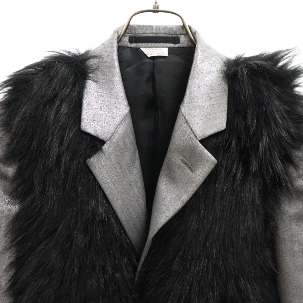 COMME des GARCONS HOMME PLUS コムデギャルソンオムプリュス 23AW フロント エコファー ヘリンボーン柄 ラメ ノッチドラペル テーラードジャケット シルバー PL-J003 COMME des GARCONS HOMME PLUS (コムデギャルソンオムプリュス) 23AW