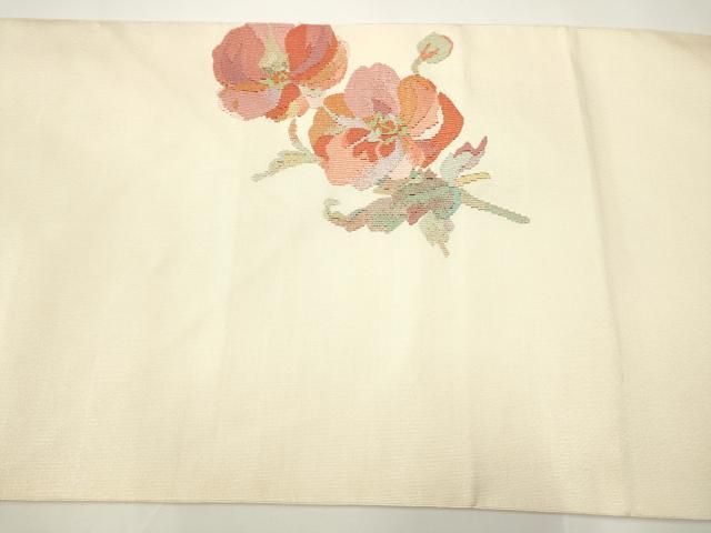 平和屋着物○爪掻き本綴れ 八寸名古屋帯 花唐草文 正絹 逸品 CAAX7274hy