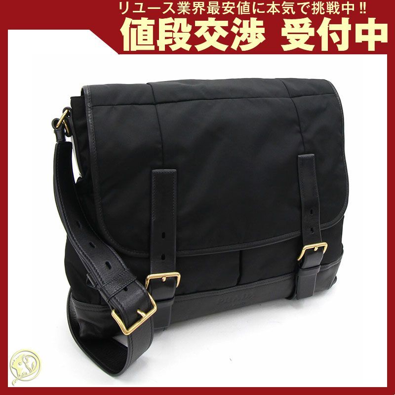 プラダ ショルダーバッグ VA0814 ブラック ナイロン レザー 中古  
