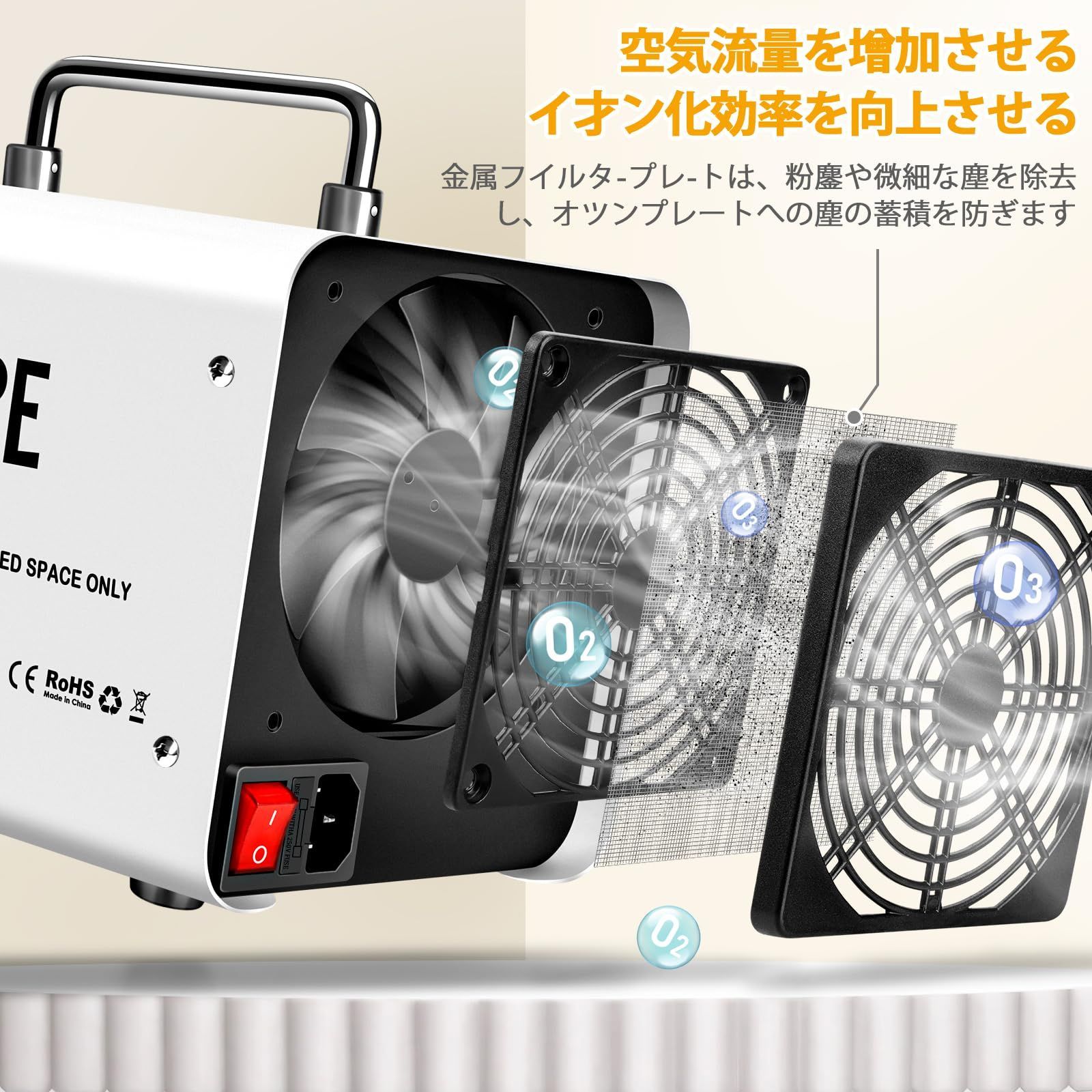 空気清浄機（オゾン） オゾン発生器 【PSE認証済】30000mg/h 業務用オゾン脱臭機 家庭