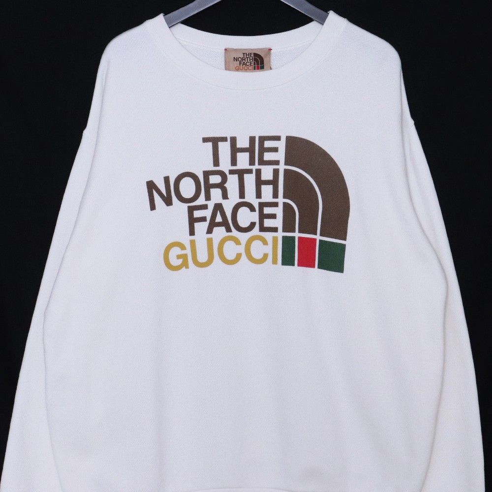 GUCCI グッチ THE NORTH FACE ノースフェイス コラボ スウェット ユニセックス ホワイト 617964XJDBY9095 GUCCI × THE NORTH FACE コラボスウェット トレーナー Sサイズ