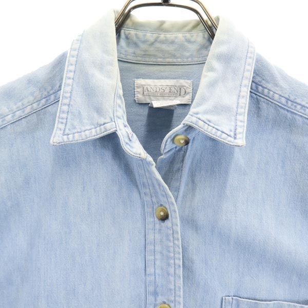 ランズエンド 90s オールド 長袖 デニムシャツ XS ブルー LANDS