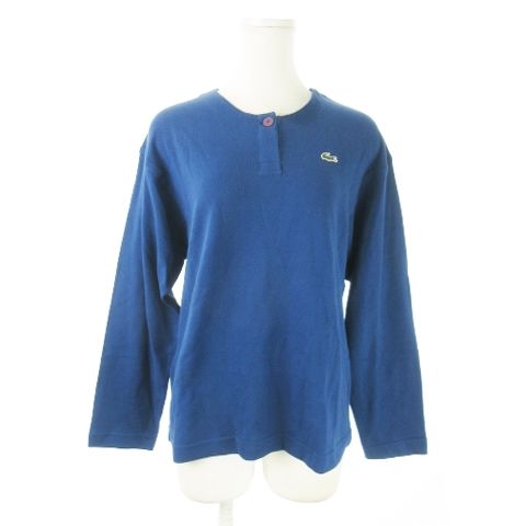 シュミーズラコステ CHEMISE LACOSTE SLA-001 文字ワニ ヴィンテージ カットソー ヘンリーネック 長袖 鹿の子 ロゴ 36 紺 ネイビー ラコステ LACOSTE シュミーズラコステ CHEMISE LACOSTE SLA-001
