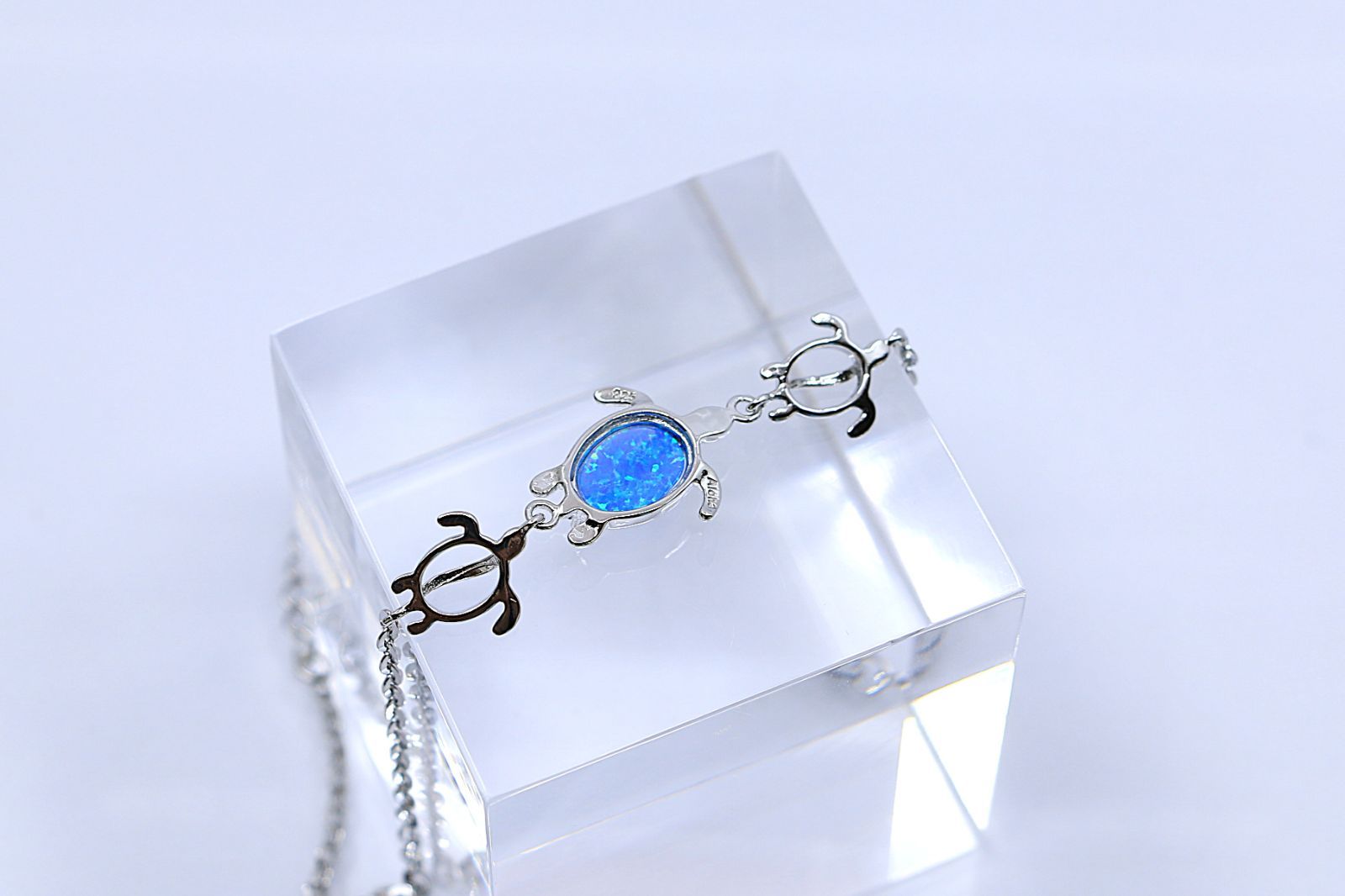 アンクレット ホヌ ブルーオパール＆キュービックジルコニア シルバー ハワイアンジュエリー ハワジュ SSA120BOP